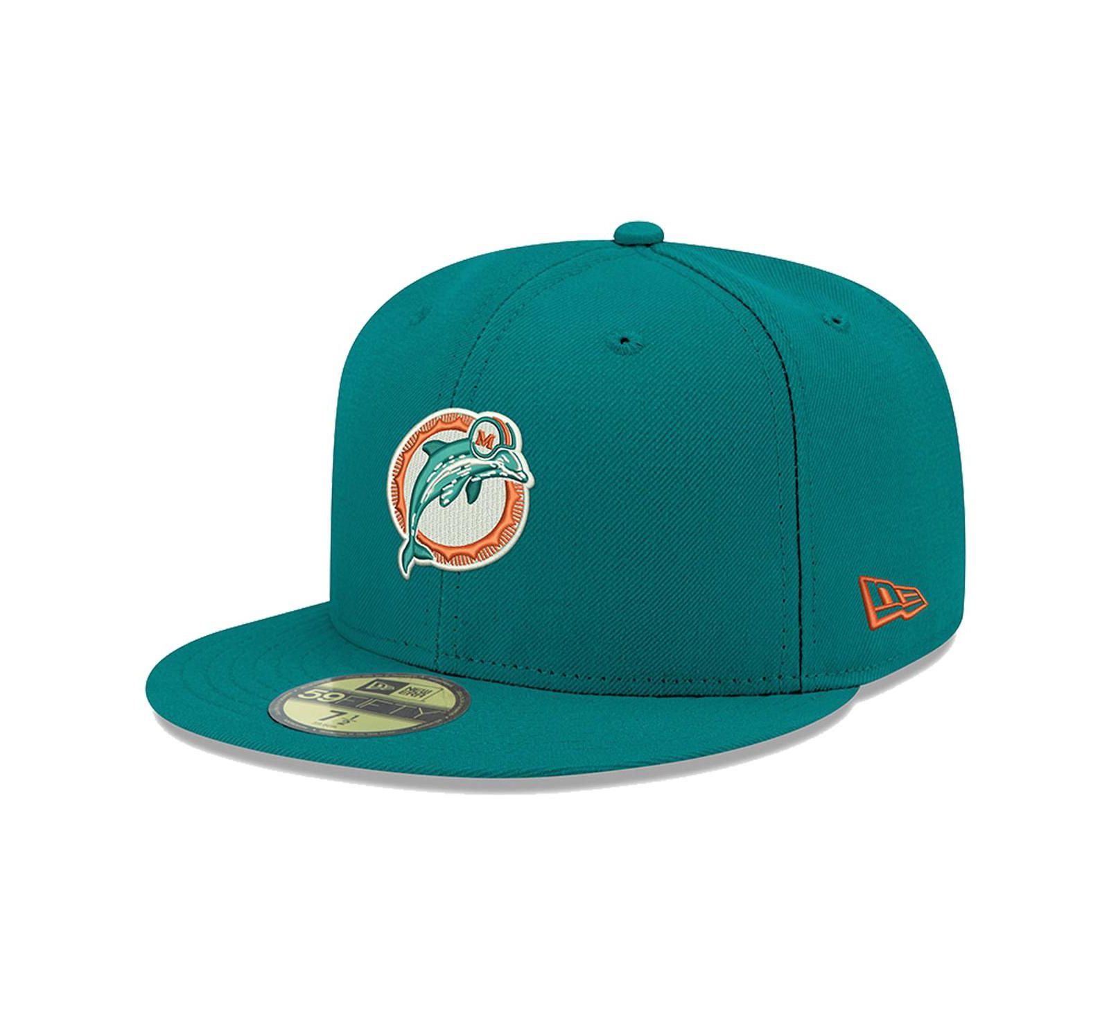 Men's Aqua Miami Dolphins Omaha Throwback 59FIFTY Fitted Hat