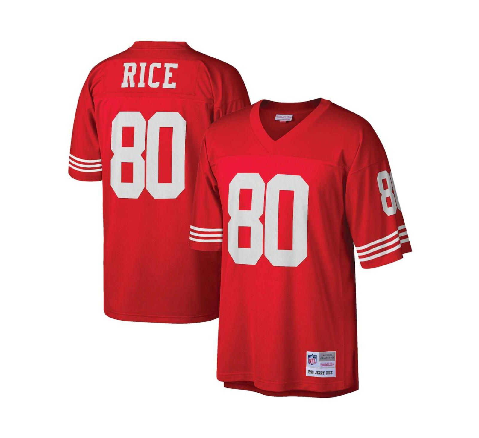 Мужская джерси Jerry Rice Scarlet San Francisco 49ers Big and Tall 1990 Retired Player Replica