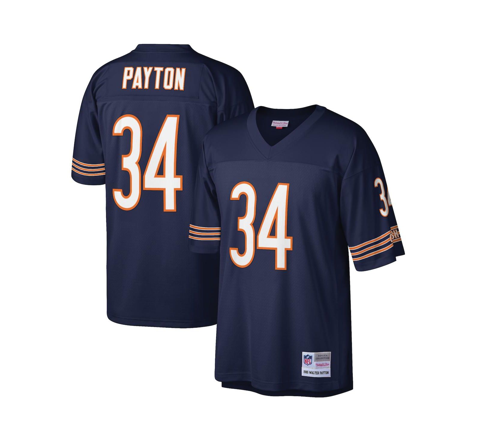 Мужская джерси Mitchell & Ness Walter Payton Navy Chicago Bears Big and Tall 1985 Retired Player Replica