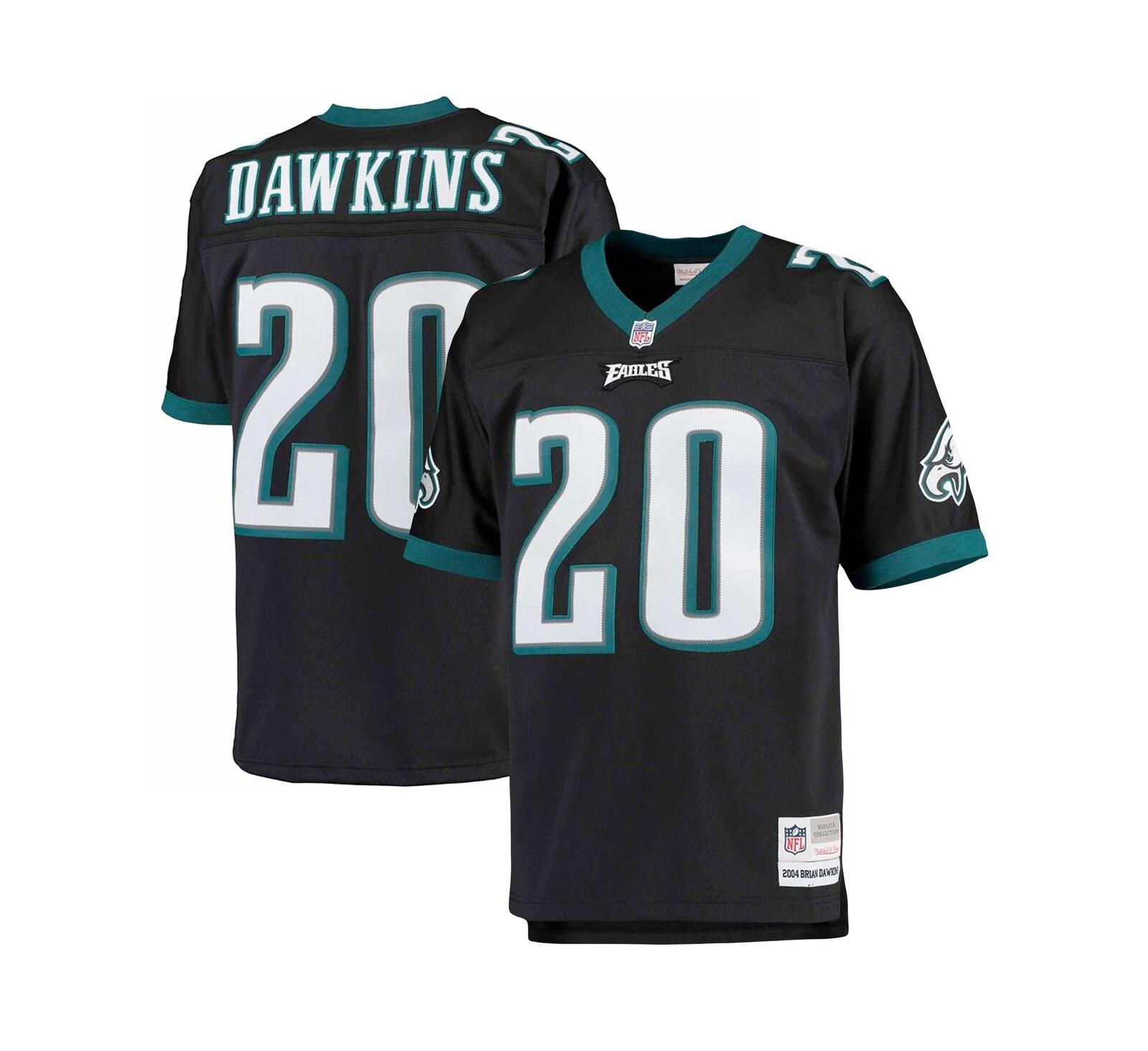 Мужская реплика джерси Mitchell & Ness Brian Dawkins black Philadelphia Eagles 2004 Retired Player, Big and Tall