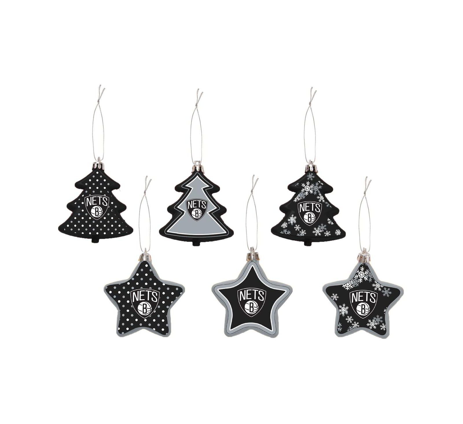 Набор украшений на елку Brooklyn Nets 3'' x 3'' Six-Pack Shatterproof Tree And Star Ornament