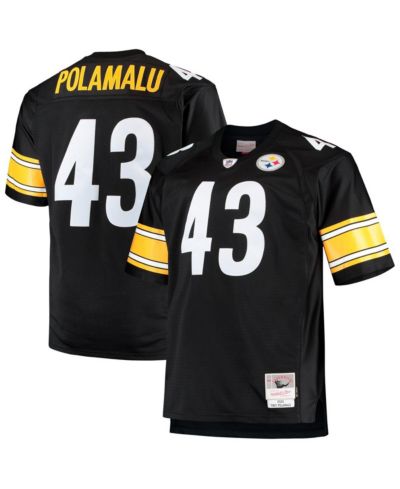 Джерси Mitchell & Ness Men's Troy Polamalu Black Pittsburgh Steelers Big and Tall 2005 Retired Player Replica