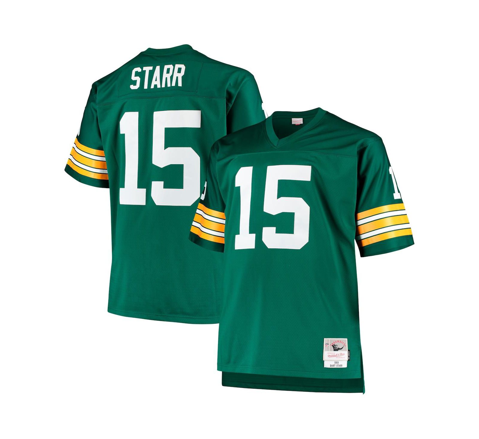Мужская реплика джерси Mitchell & Ness Bart Starr Green Bay Packers 1968, Big and Tall