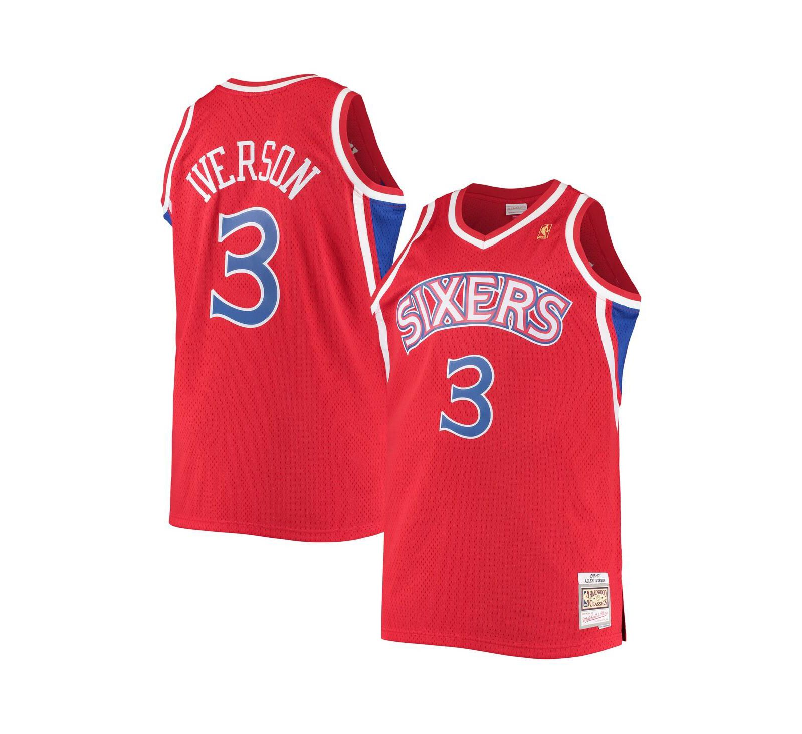 Джерси Allen Iverson Red Philadelphia 76ers Big and Tall Hardwood Classics Swingman Мужская