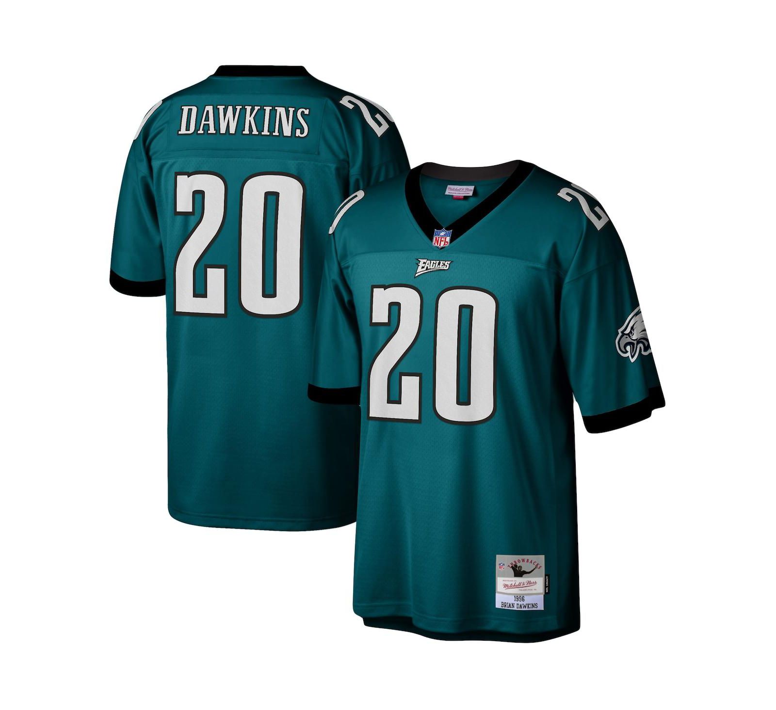 Мужская джерси Mitchell & Ness Brian Dawkins Midnight Green Philadelphia Eagles 1996 Legacy Replica