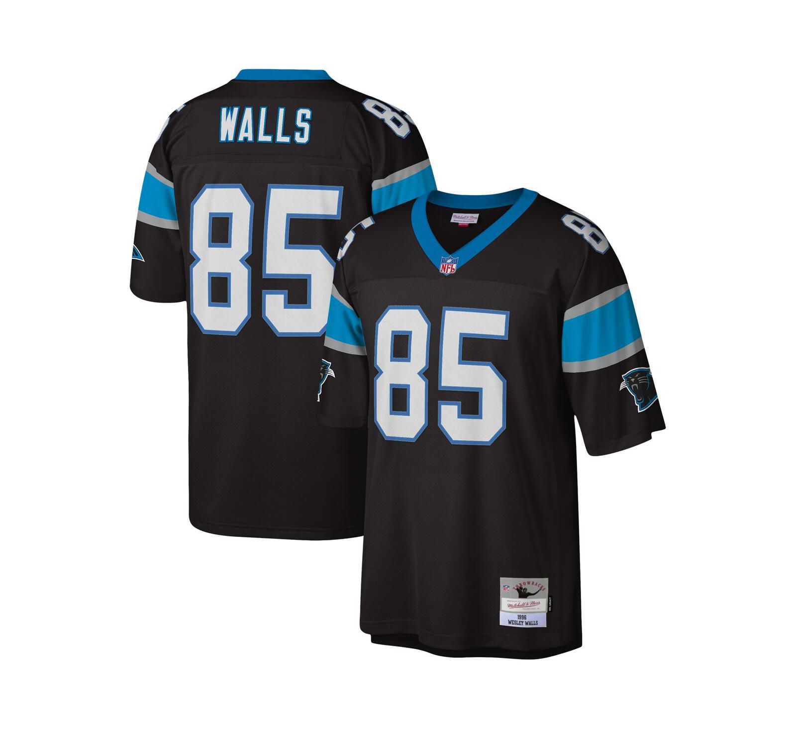 Мужская джерси Mitchell & Ness Wesley Walls Black Carolina Panthers 1996 Legacy Replica