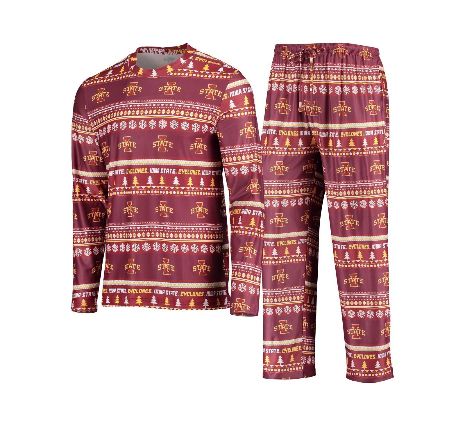 Мужской комплект для сна Cardinal Iowa State Cyclones Ugly Sweater: футболка с длинным рукавом и брюки