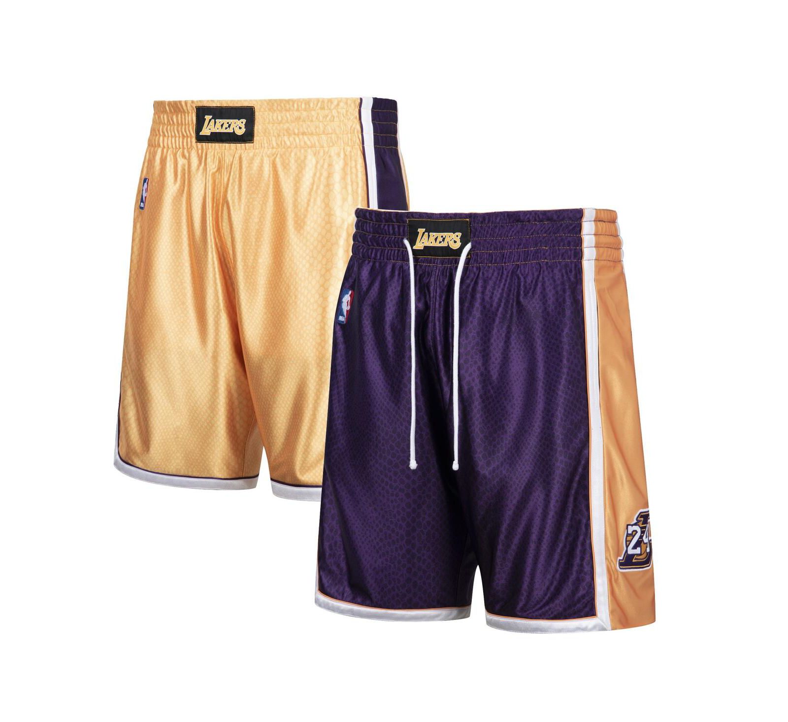 Мужские шорты Mitchell & Ness Kobe Bryant Gold-Tone и фиолетовые Los Angeles Lakers