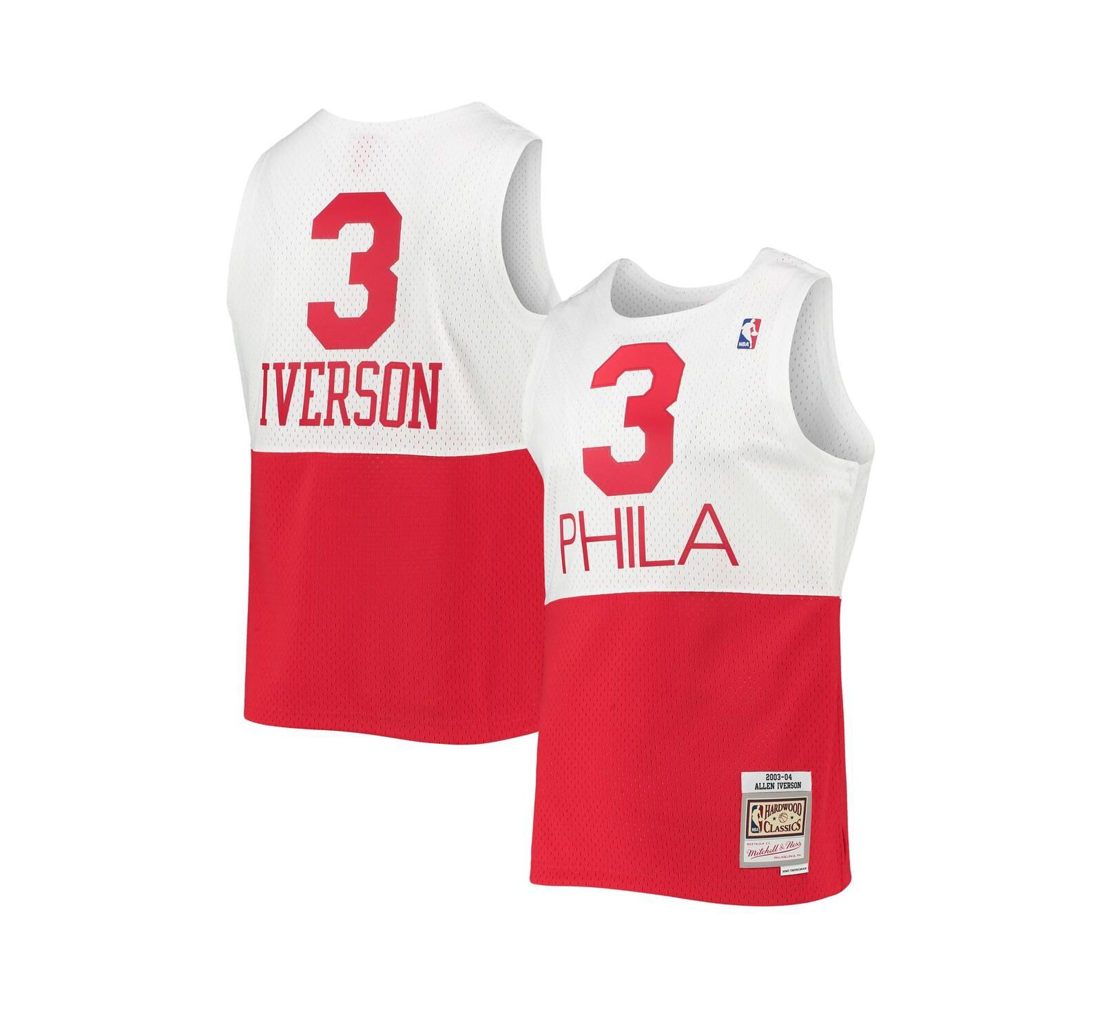 Мужская джерси Mitchell & Ness Allen Iverson White Philadelphia 76ers 2003-04 Hardwood Classics Swingman