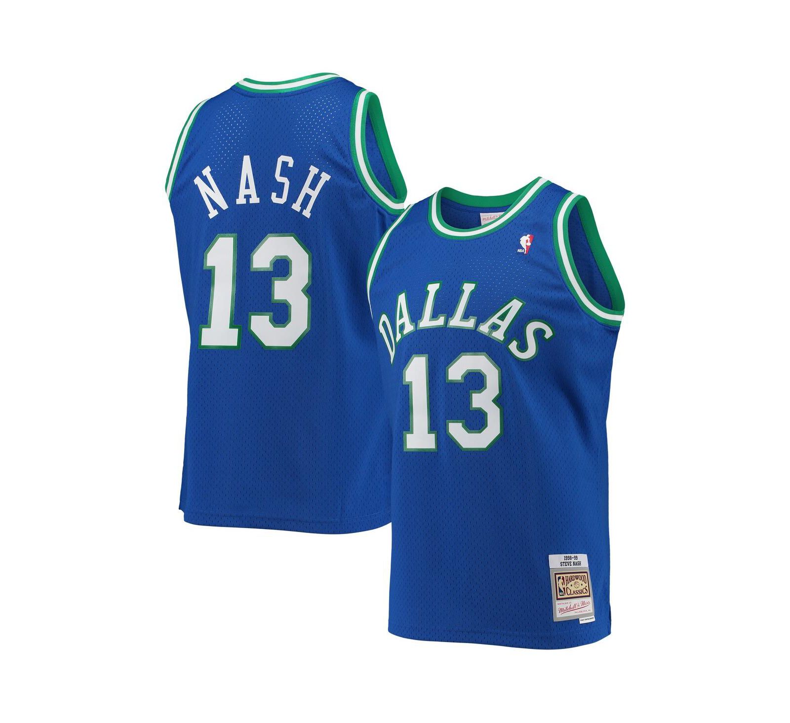 Мужская джерси Mitchell & Ness Steve Nash Blue Dallas Mavericks Hardwood Classics Swingman