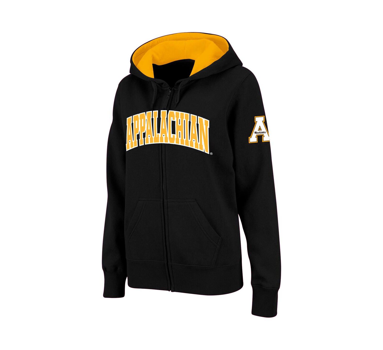 Женская спортивная толстовка с полной молнией Colosseum Black Appalachian State Mountaineers Arched Name