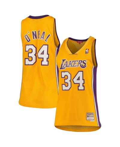 Женская джерси Shaquille O'Neal Gold Los Angeles Lakers 1999-00 Hardwood Classics Swingman