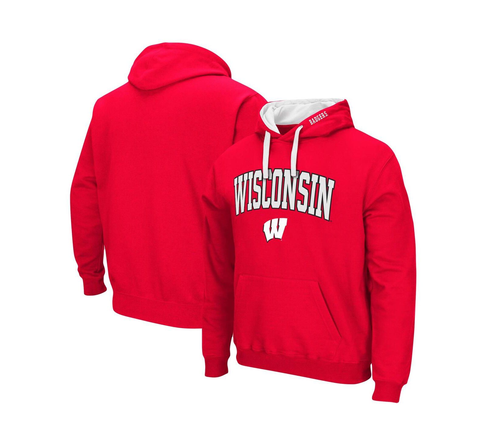 Мужское худи Colosseum Wisconsin Badgers Big and Tall Arch & Logo 2.0 Pullover