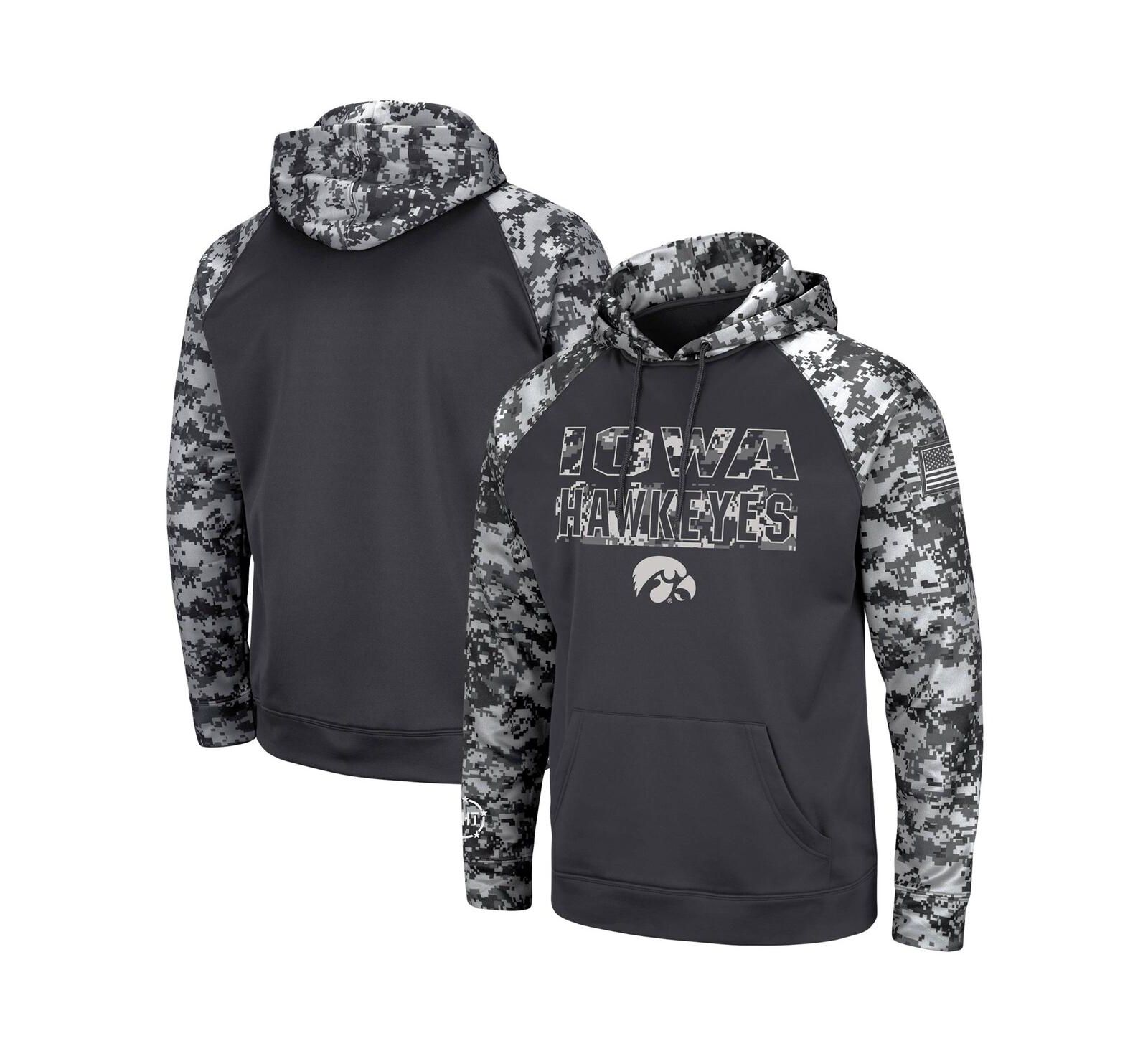 Мужской угольный Iowa Hawkeyes OHT Military-Inspired Appreciation Digital Camo Pullover Hoodie