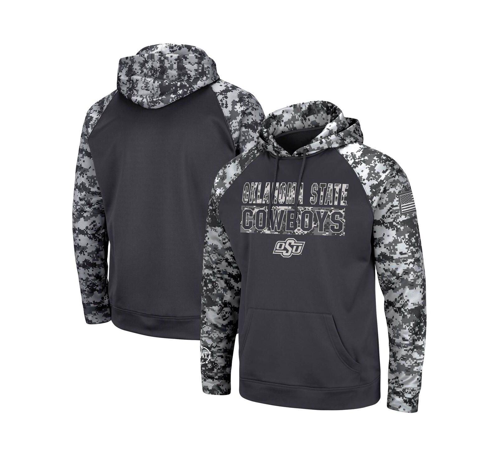 Men's Charcoal Oklahoma State Cowboys OHT Military-Inspired Appreciation Digital Camo Pullover Hoodie