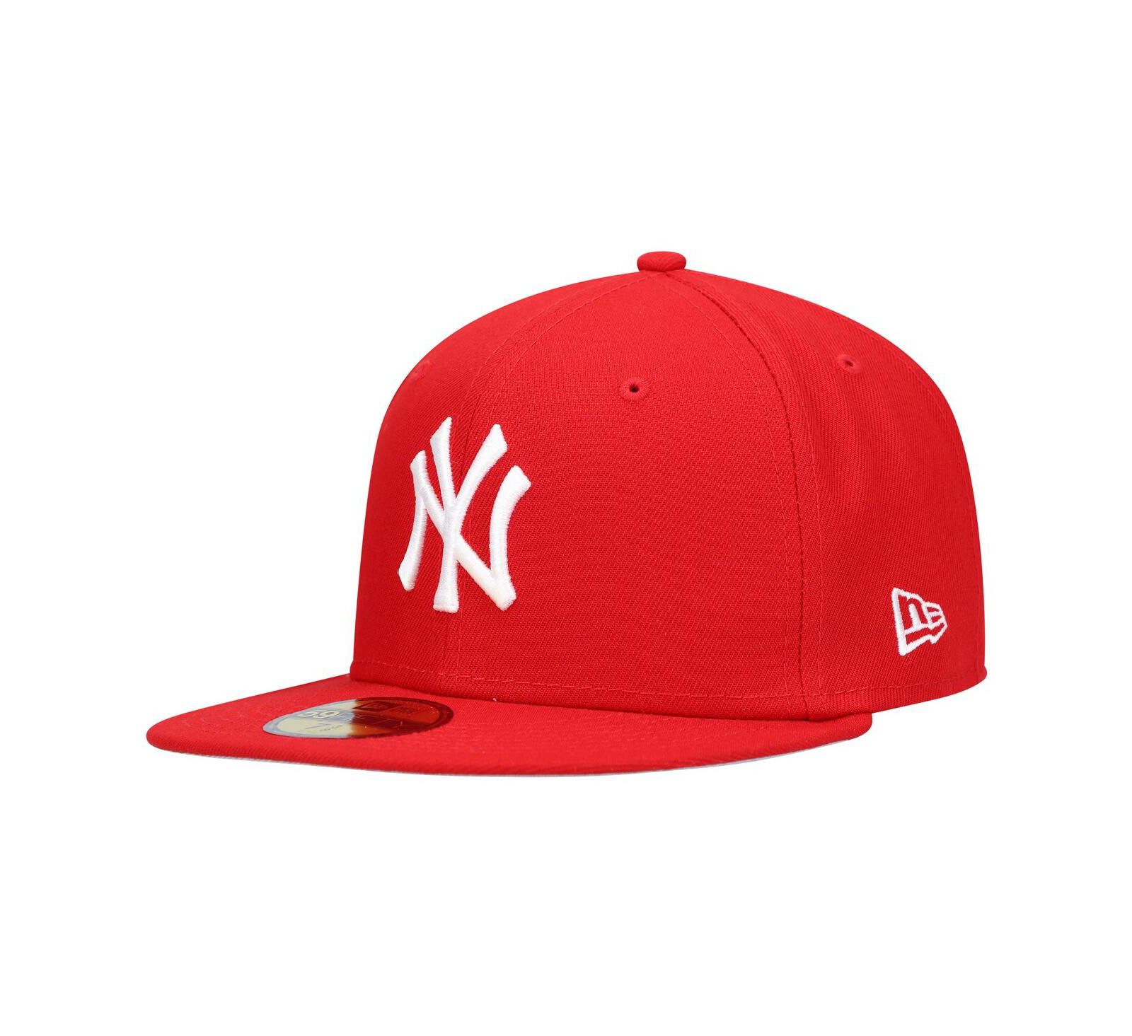 Men's New Era Red New York Yankees Logo White 59FIFTY Fitted Hat