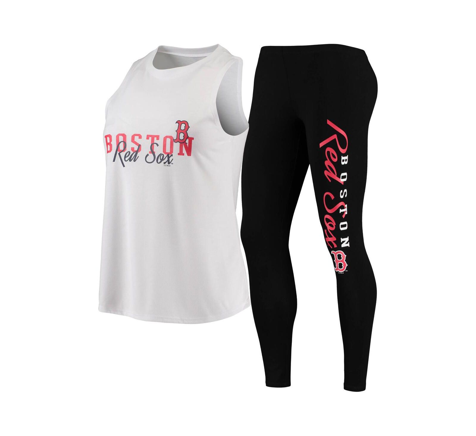Women's White, Black Boston Red Sox Sonata Tank Top and Leggings Set