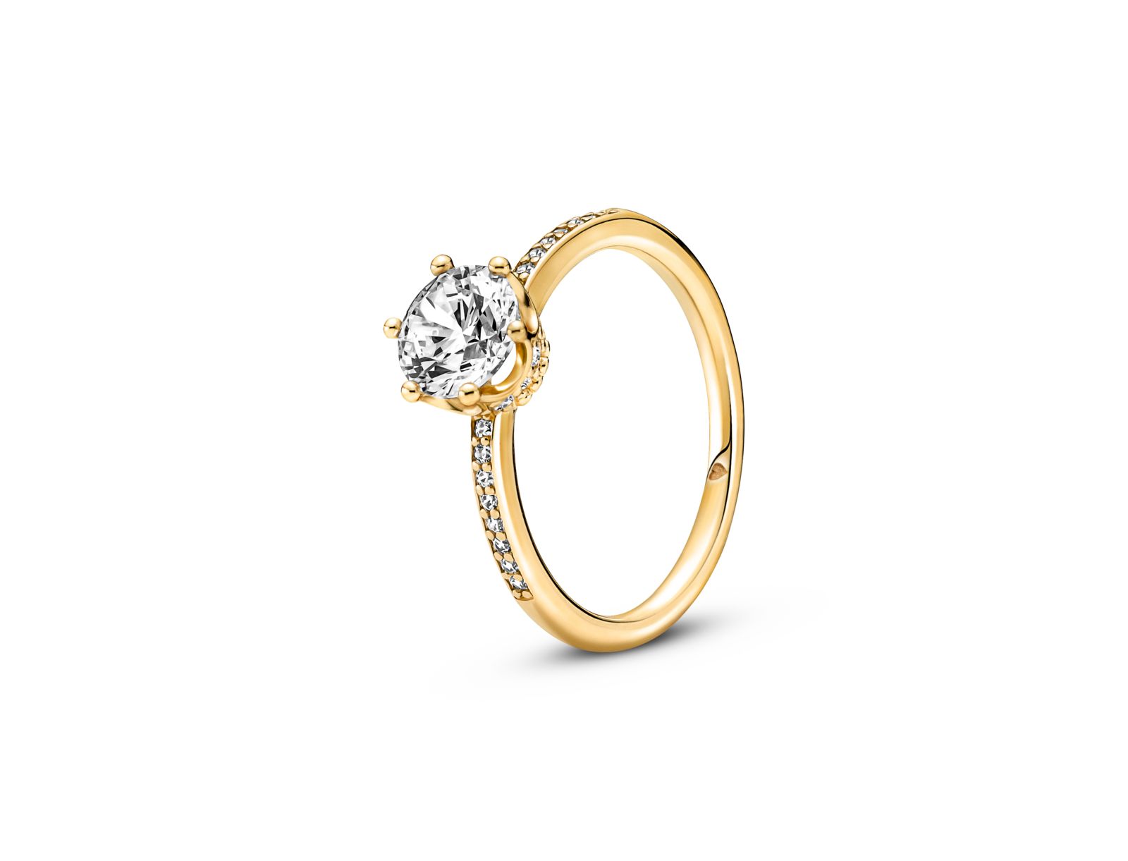 Pandora Кольцо-солитер Moments Clear Sparkling Crown с CZ