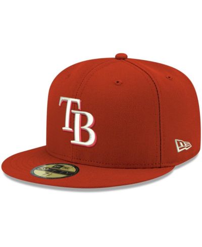 New Era Мужская кепка 59FIFTY Tampa Bay Rays, белая с красным логотипом