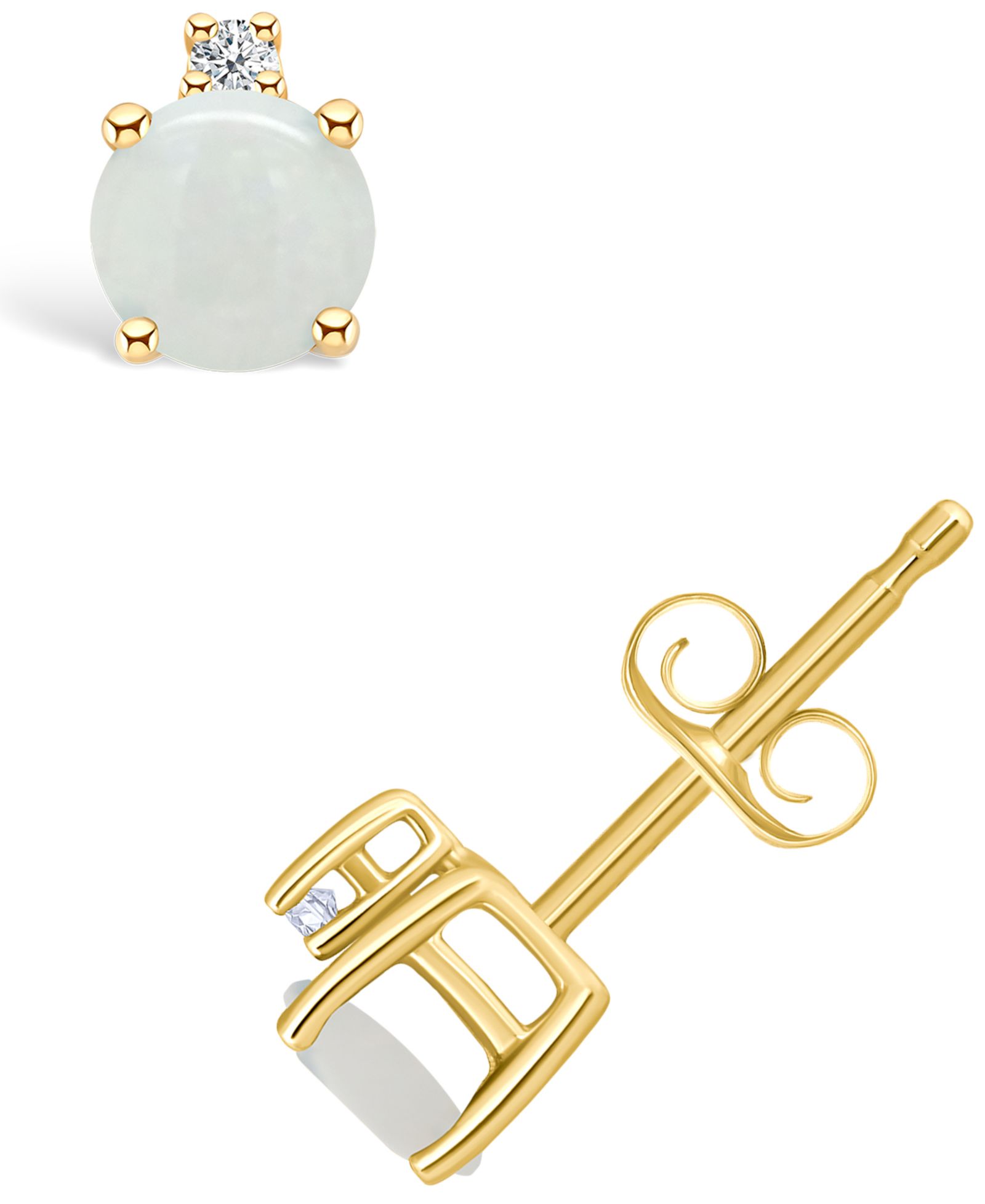 Opal (1/3 ct. t.w.) and Diamond Accent Stud Earrings in 14K Yellow Gold