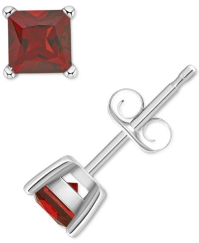 Серьги-гвоздики Garnet Square в 14k Gold