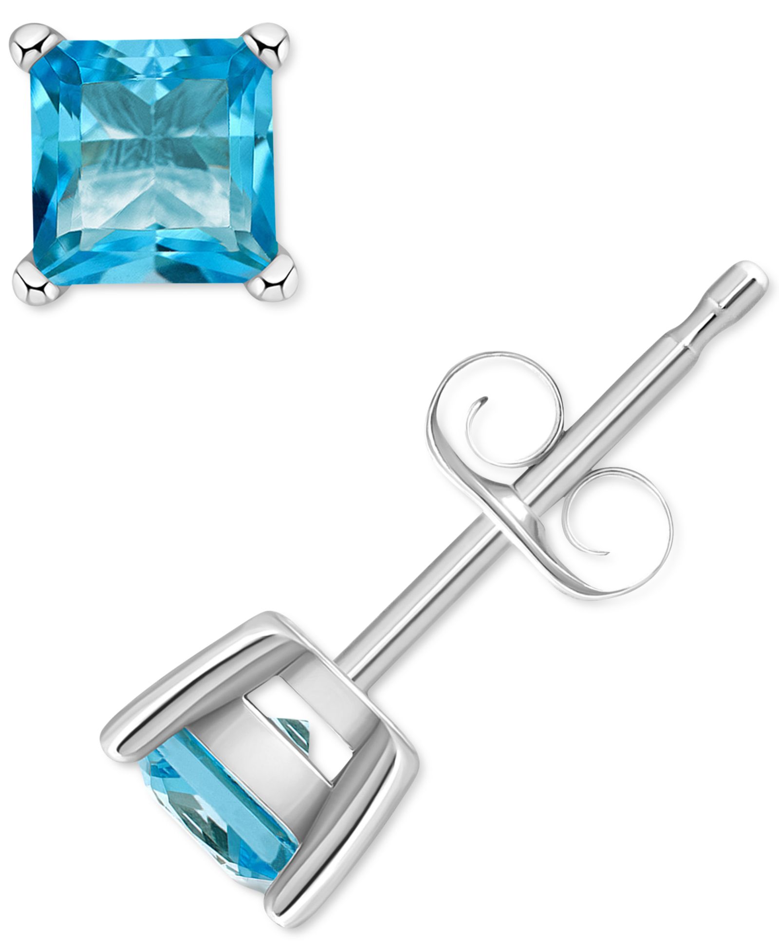 Blue Topaz Square Stud Earrings (7/8 ct. t.w.) in 14k Gold