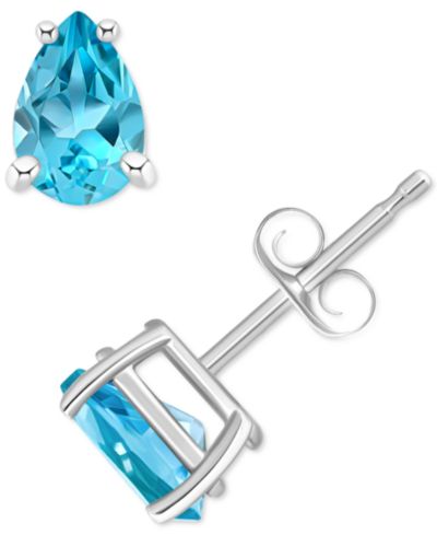 Серьги-гвоздики Blue Topaz Pear в 14k золоте (1 ct. t.w.)