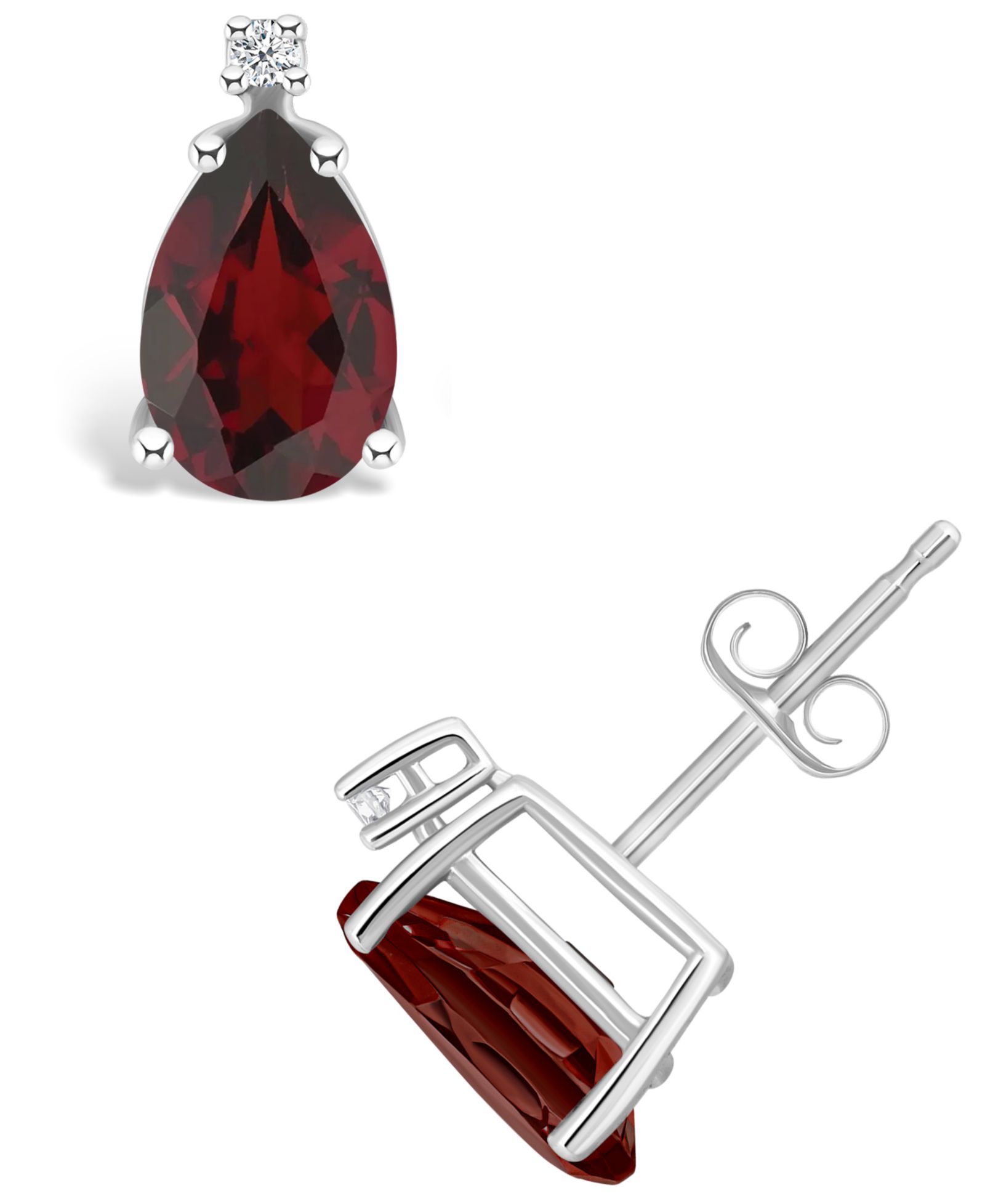 Серьги-гвоздики с гранатом (2-3/8 ct. t.w.) и алмазной отделкой из 14K желтого или 14K белого золота