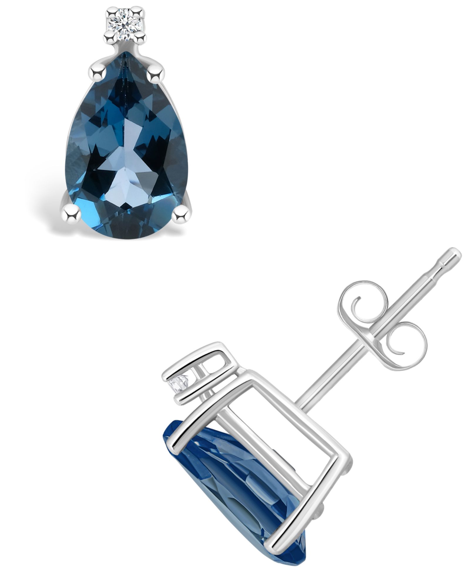London Blue Topaz (2-1/10 ct. t.w.) and Diamond Accent Stud Earrings in 14K Yellow Gold or 14K White Gold