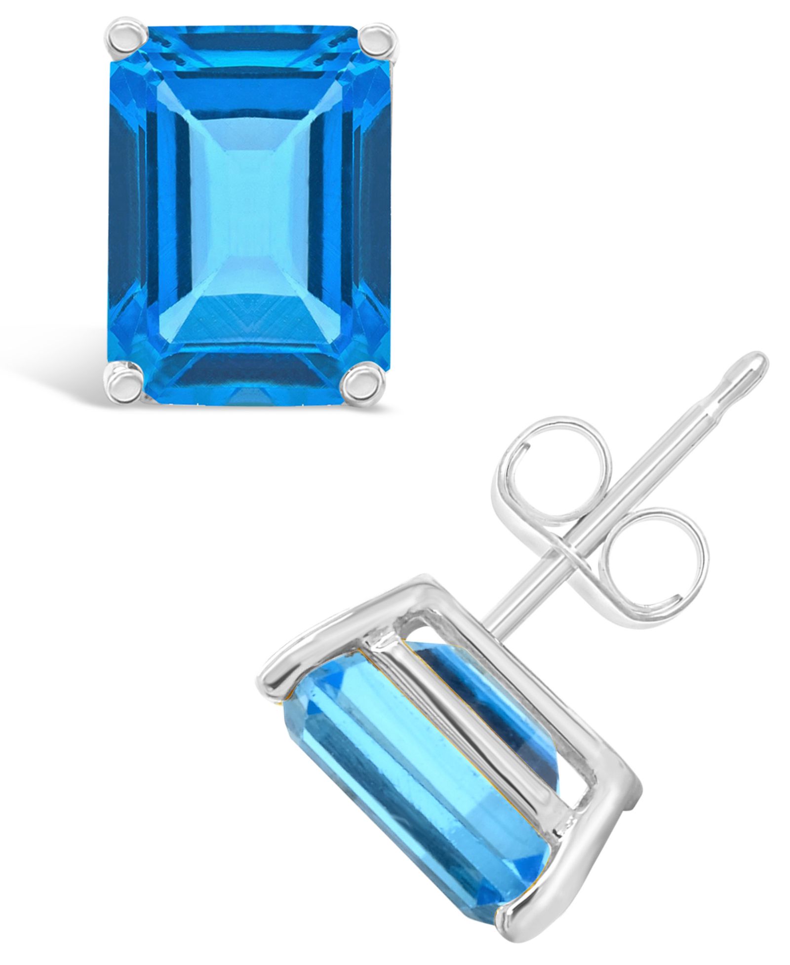 Серьги-гвоздики Blue Topaz (4 ct. t.w.) в 14K Yellow Gold или 14K White Gold