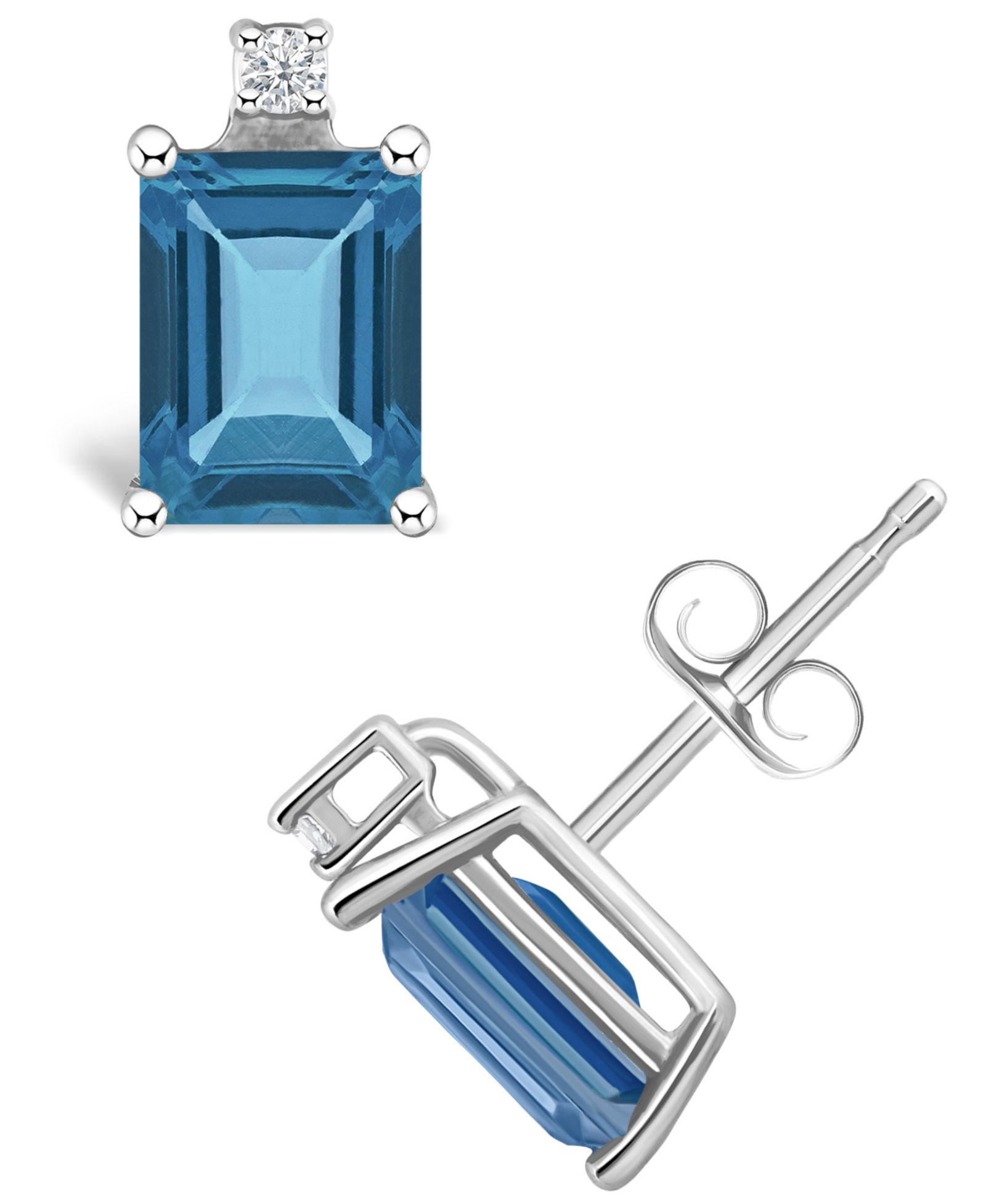 London Blue Topaz (1-3/8 ct. t.w.) and Diamond Accent Stud Earrings in 14K Yellow Gold or 14K White Gold