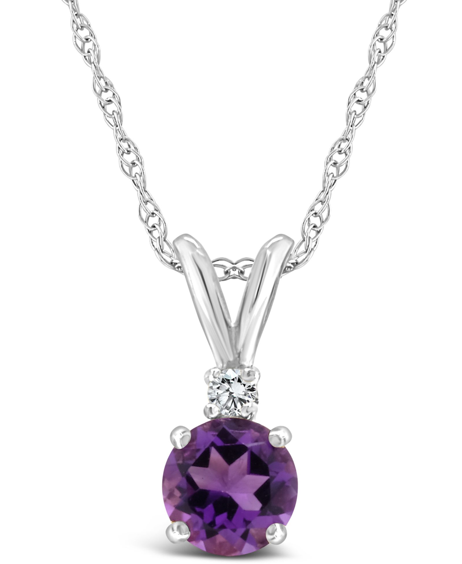 Подвеска с аметистом (1/2 ct. t.w.) и бриллиантовым акцентом из 14K желтого или 14K белого золота