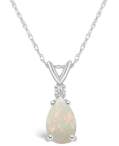 Подвеска с опалом (1/2 ct. t.w.) и бриллиантами в 14K белом или 14K золоте