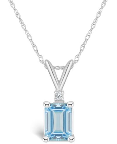 Подвеска с аквамарином (7/8 ct. t.w.) и бриллиантом в 14K желтом или 14K белом золоте