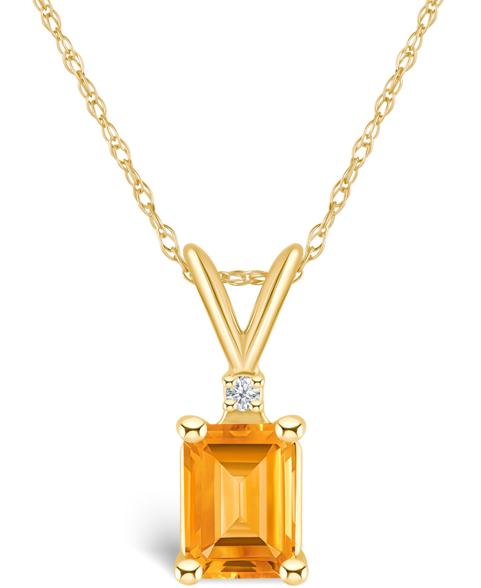 Подвеска с цитрином и бриллиантом в золоте 14K