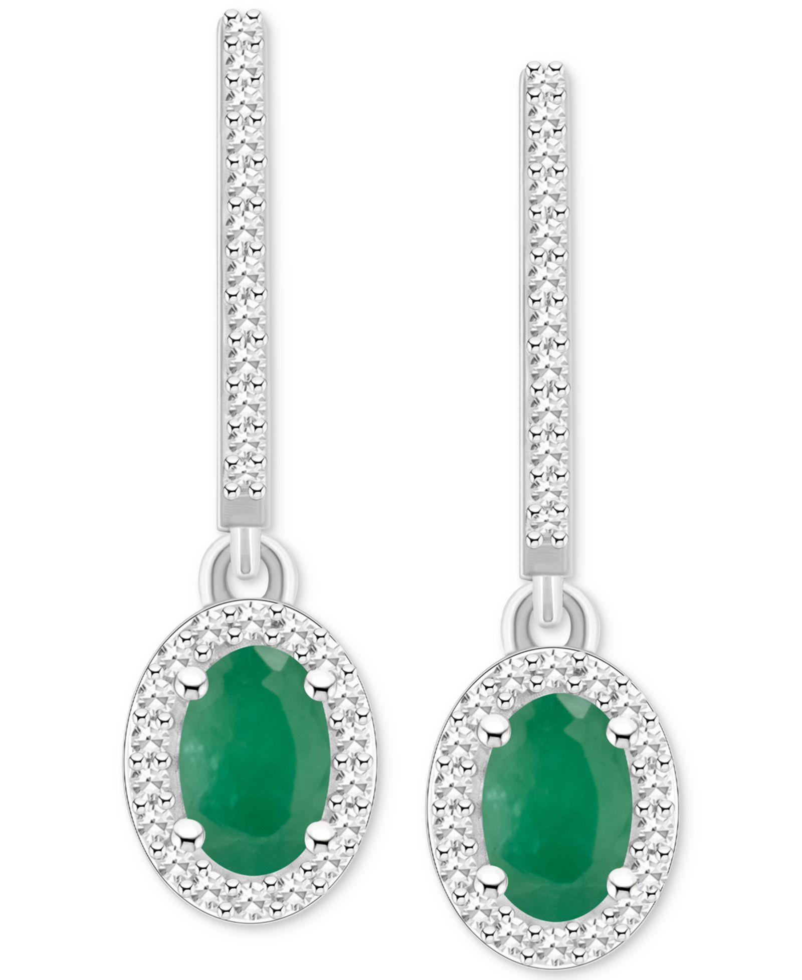 Серьги-подвески из стерлингового серебра с сапфиром (1-1/5 ct. t.w.) и бриллиантом (1/3 ct. t.w.) Leverback