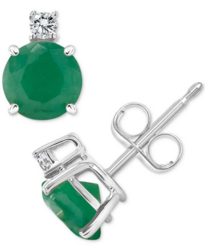 Sapphire (1-1/3 ct. t.w.) & Diamond Accent Stud Earrings in 14k White Gold (Also in Emerald & Ruby)