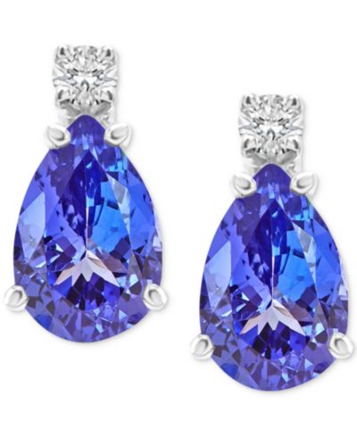 Серьги-гвоздики с танзанитом (3/4 ct. t.w.) и бриллиантами из белого золота 14k