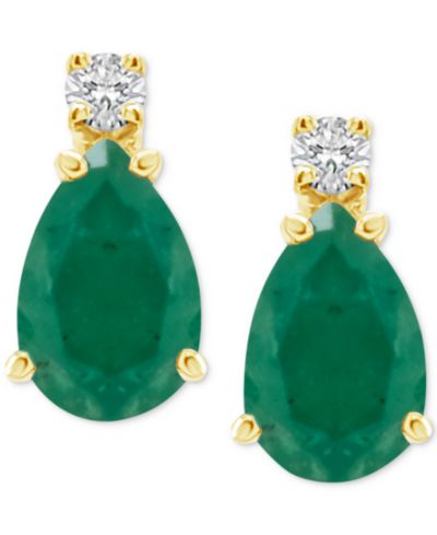 Серьги-гвоздики с сапфиром (1 ct. t.w.) и бриллиантовыми акцентами в 14k Gold
