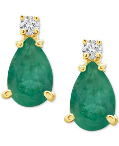 Серьги-гвоздики с сапфиром (1-7/8 ct. t.w.) и бриллиантами в золоте 14k