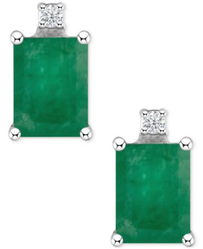 Серьги-гвоздики с танзанитом (1-1/5 ct. t.w.) и бриллиантовым акцентом в белом золоте 14k