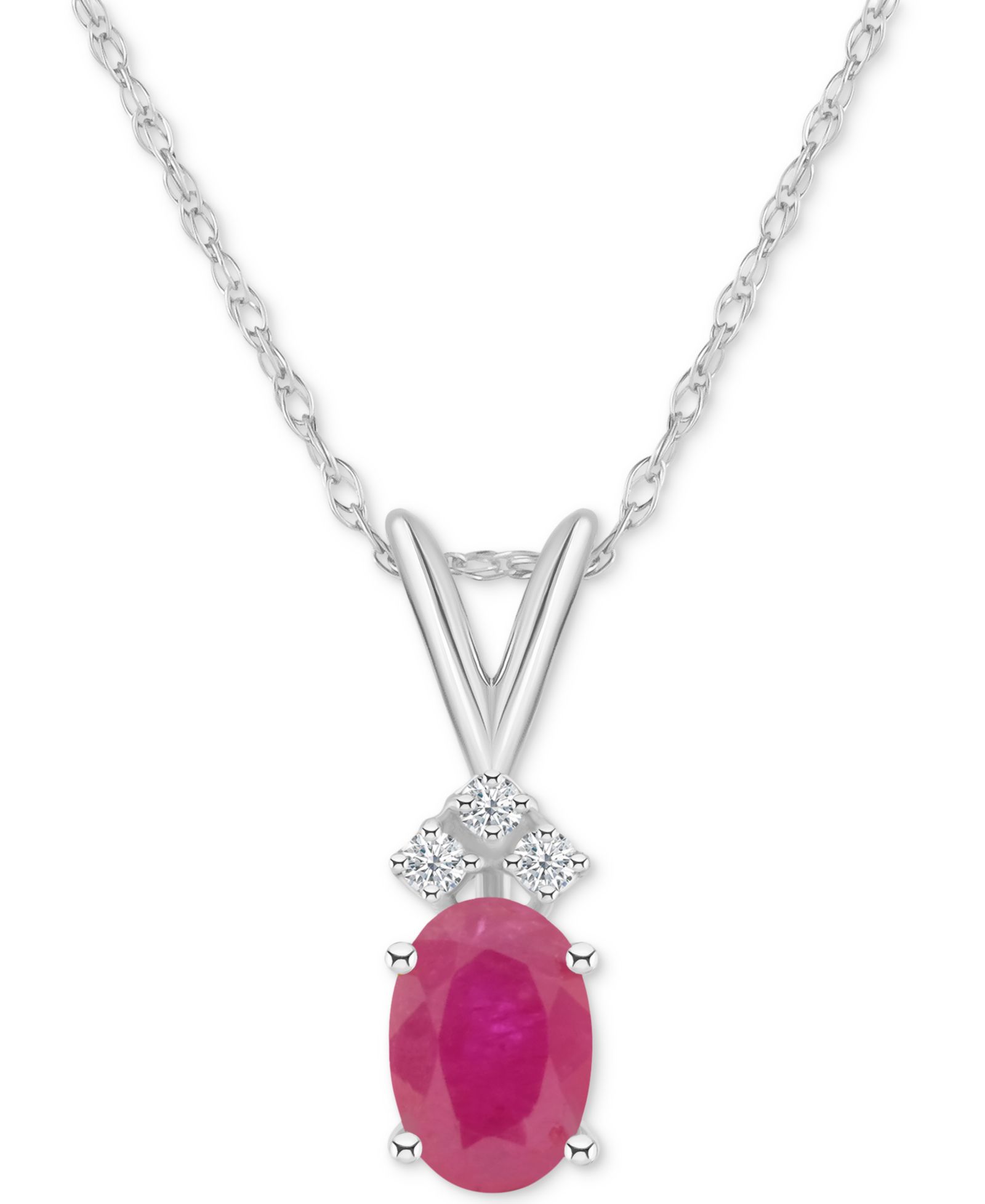 Подвеска с сапфиром (1 ct. t.w.) и бриллиантами в 14k White Gold, 18"