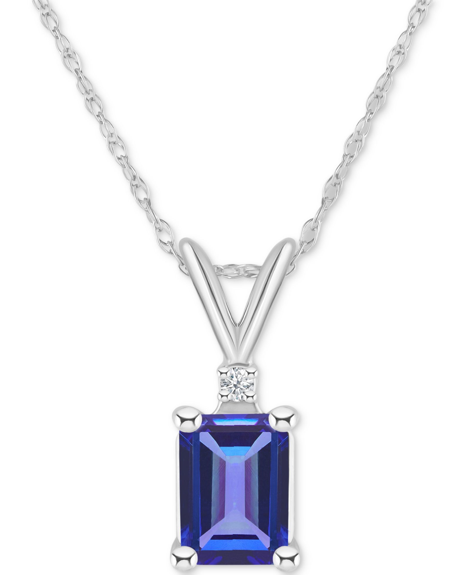 Подвеска с танзанитом (1 ct. t.w.) и бриллиантовым акцентом из 14k золота или 14k белого золота, 18"