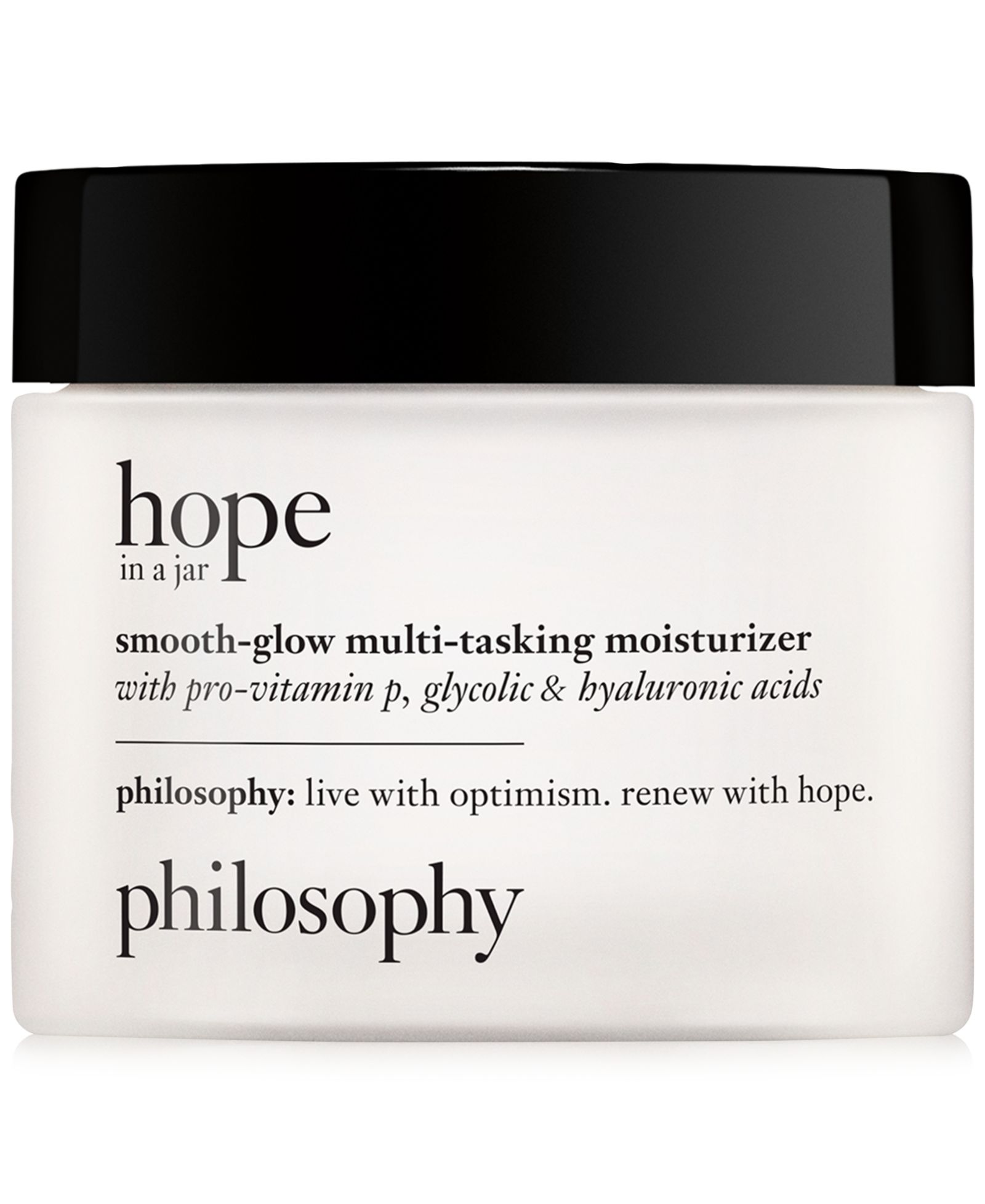 philosophy Hope In A Jar Smooth-Glow Multi-Tasking Moisturizer With Pro-Vitamin P, Glycolic & Hyaluronic Acids, 2 oz.