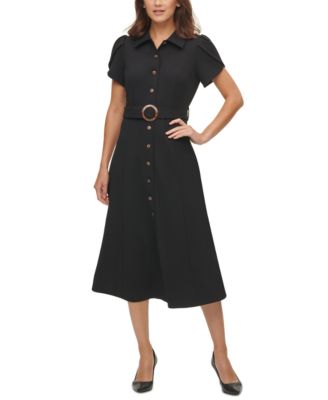 Женское платье Calvin Klein Puff-Sleeve Belted Midi