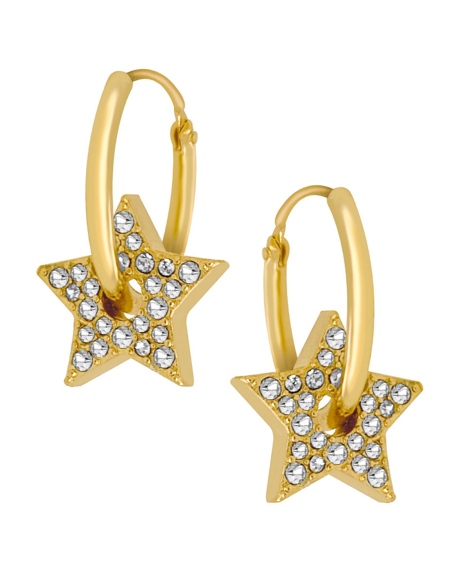 Серьги-кольца And Now This 18K Gold Plated or Silver Plated Pave Stars
