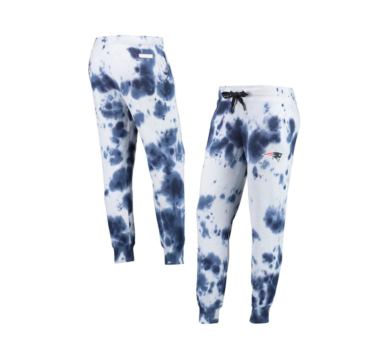 Женские джоггеры DKNY Sport White, Navy New England Patriots Melody Tie-Dye