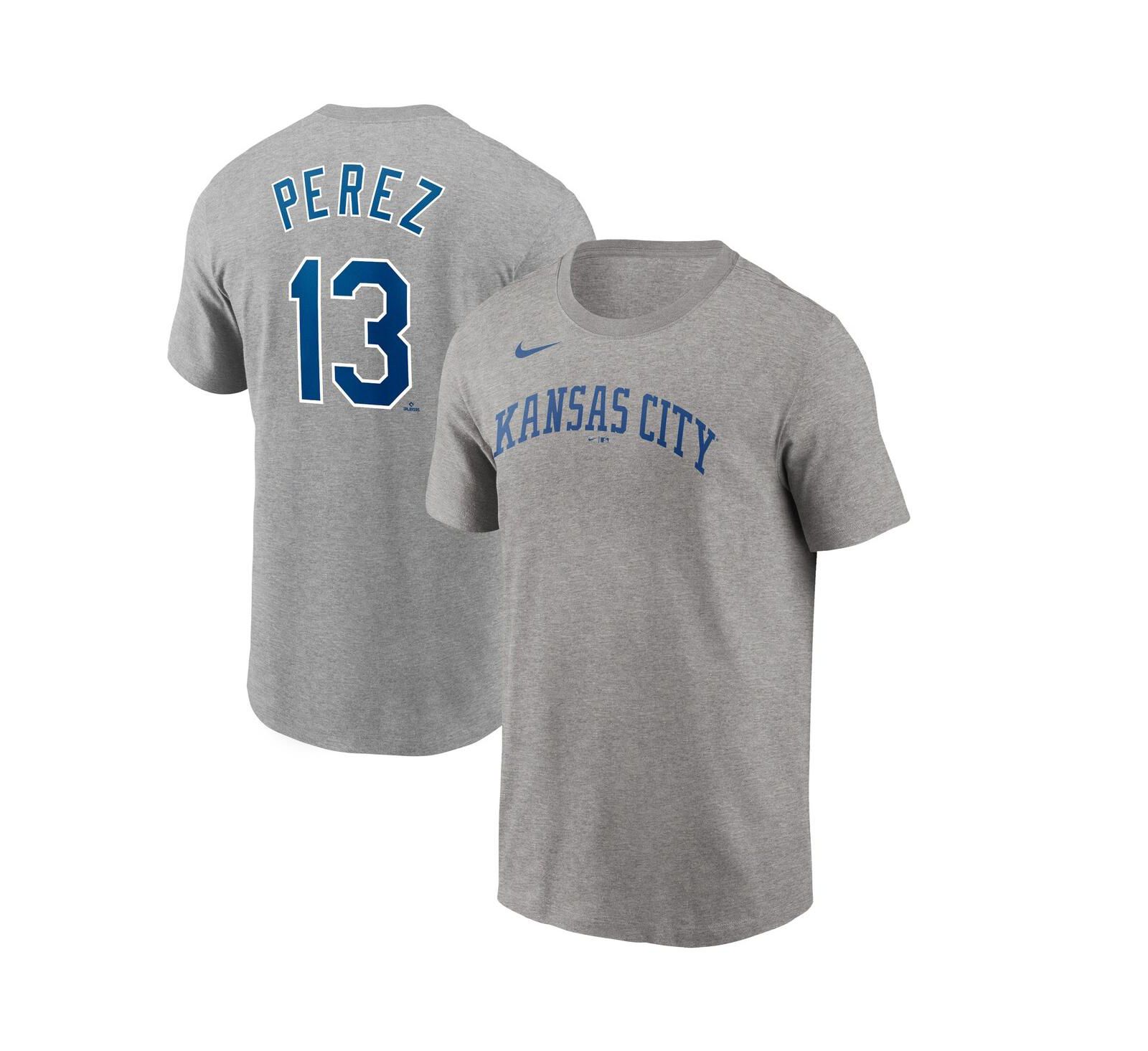 Men's Nike Gray Salvador Perez Kansas City Royals 2022 Name & Number T-shirt