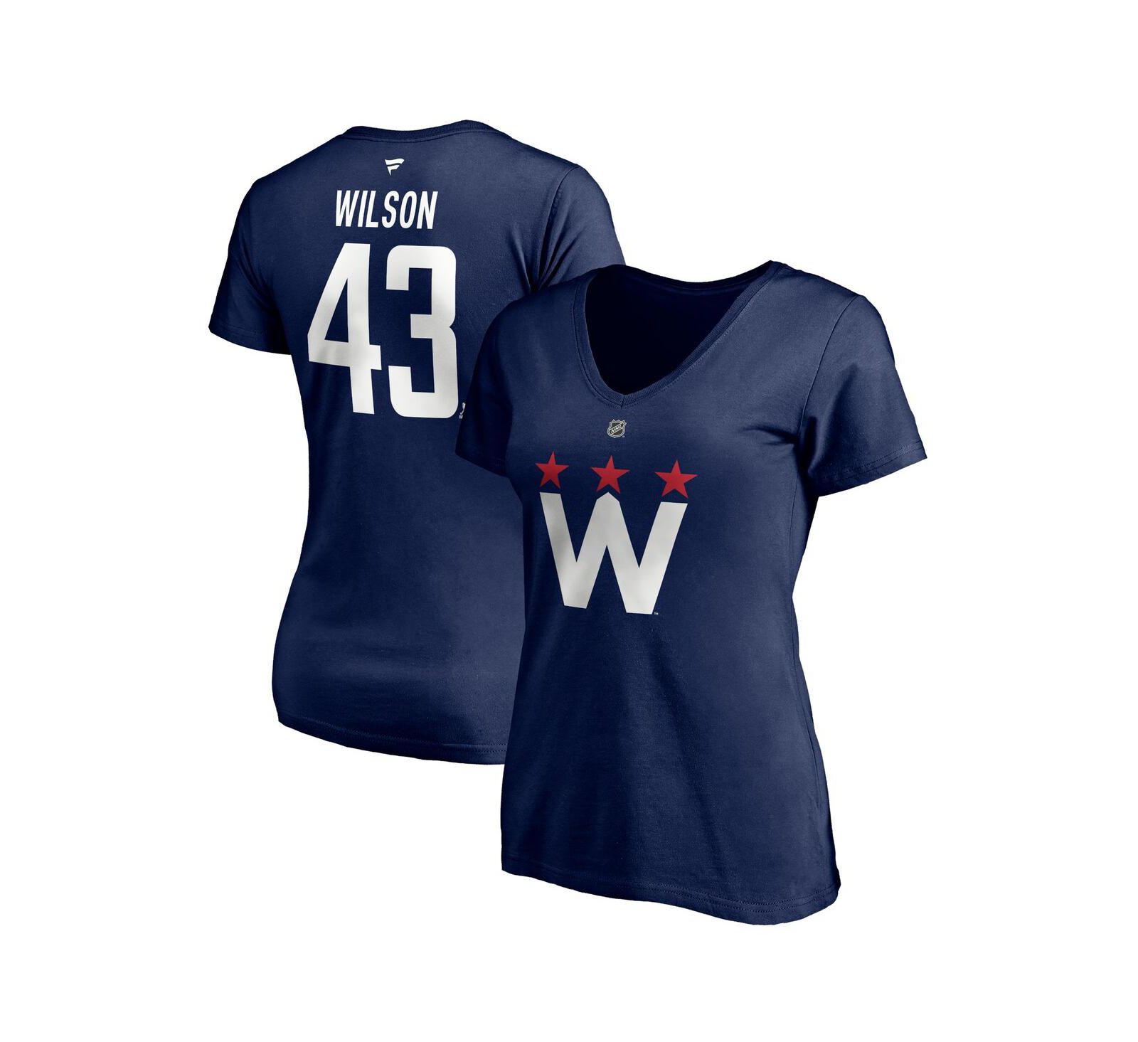 Женская футболка Fanatics Tom Wilson Navy Washington Capitals 2020/21 Alternate Authentic V-Neck