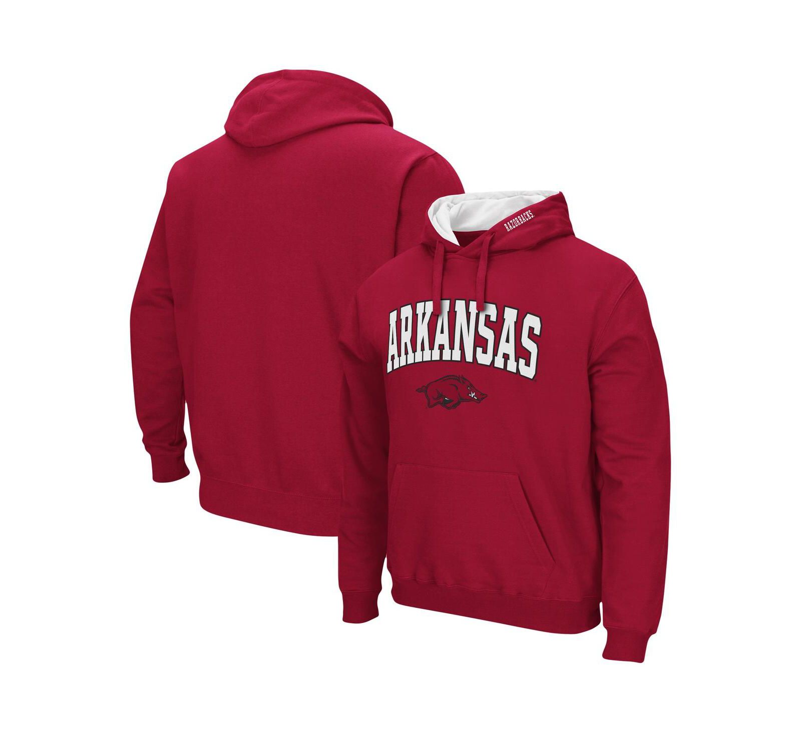 Men's Colosseum Arkansas Razorbacks Arch and Logo 3.0 Pullover Hoodie